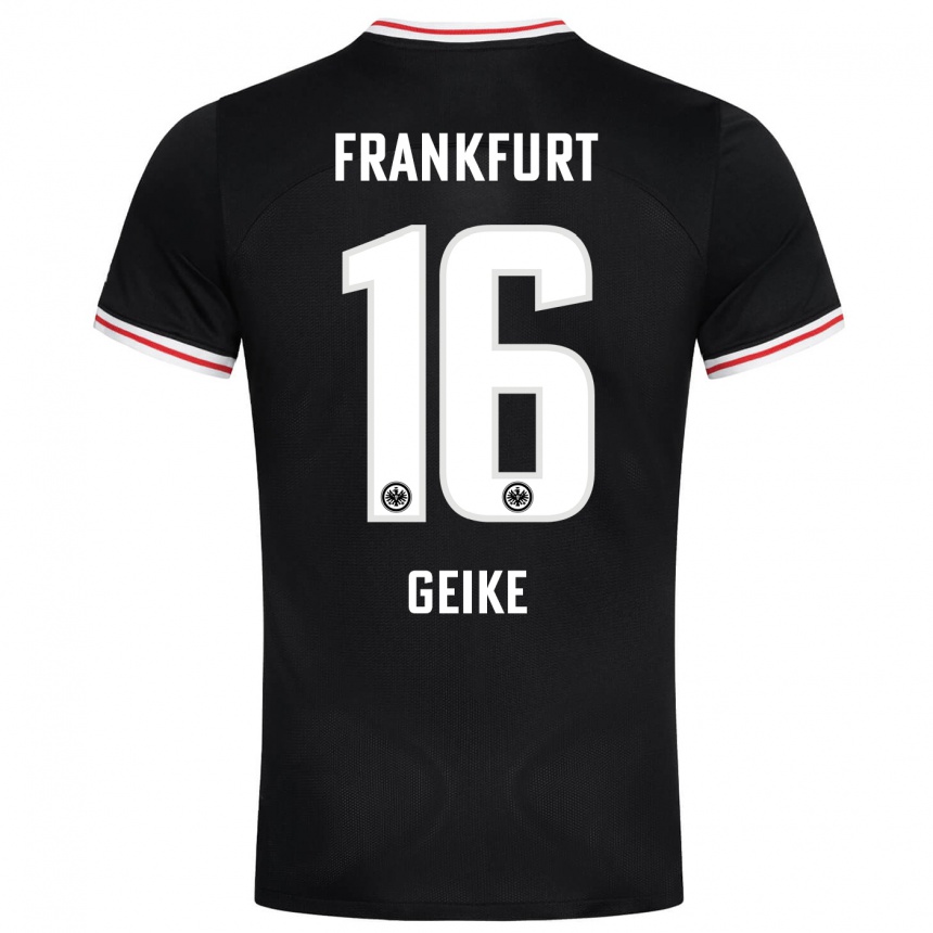 Herren Fußball Jonah Geike #16 Schwarz Auswärtstrikot Trikot 2023/24 T-Shirt Luxemburg