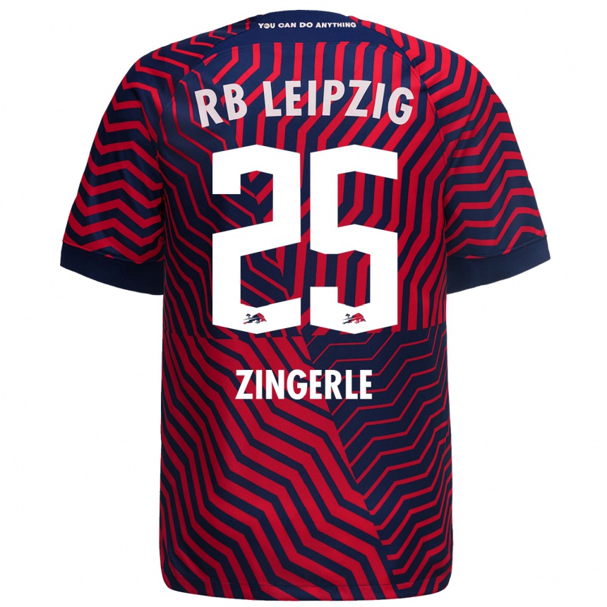 Herren Fußball Leopold Zingerle #25 Blau Rot Auswärtstrikot Trikot 2023/24 T-Shirt Luxemburg