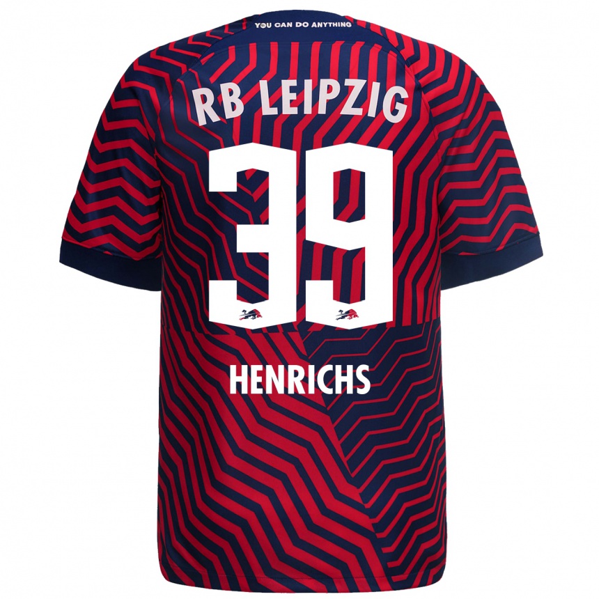 Herren Fußball Benjamin Henrichs #39 Blau Rot Auswärtstrikot Trikot 2023/24 T-Shirt Luxemburg