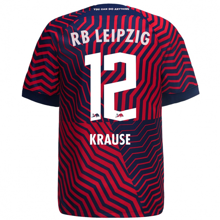 Herren Fußball Arno Krause #12 Blau Rot Auswärtstrikot Trikot 2023/24 T-Shirt Luxemburg