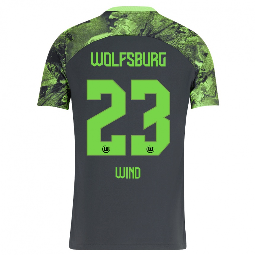 Herren Fußball Jonas Wind #23 Dunkelgrau Auswärtstrikot Trikot 2023/24 T-Shirt Luxemburg