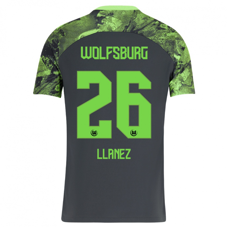 Herren Fußball Ulysses Llanez #26 Dunkelgrau Auswärtstrikot Trikot 2023/24 T-Shirt Luxemburg