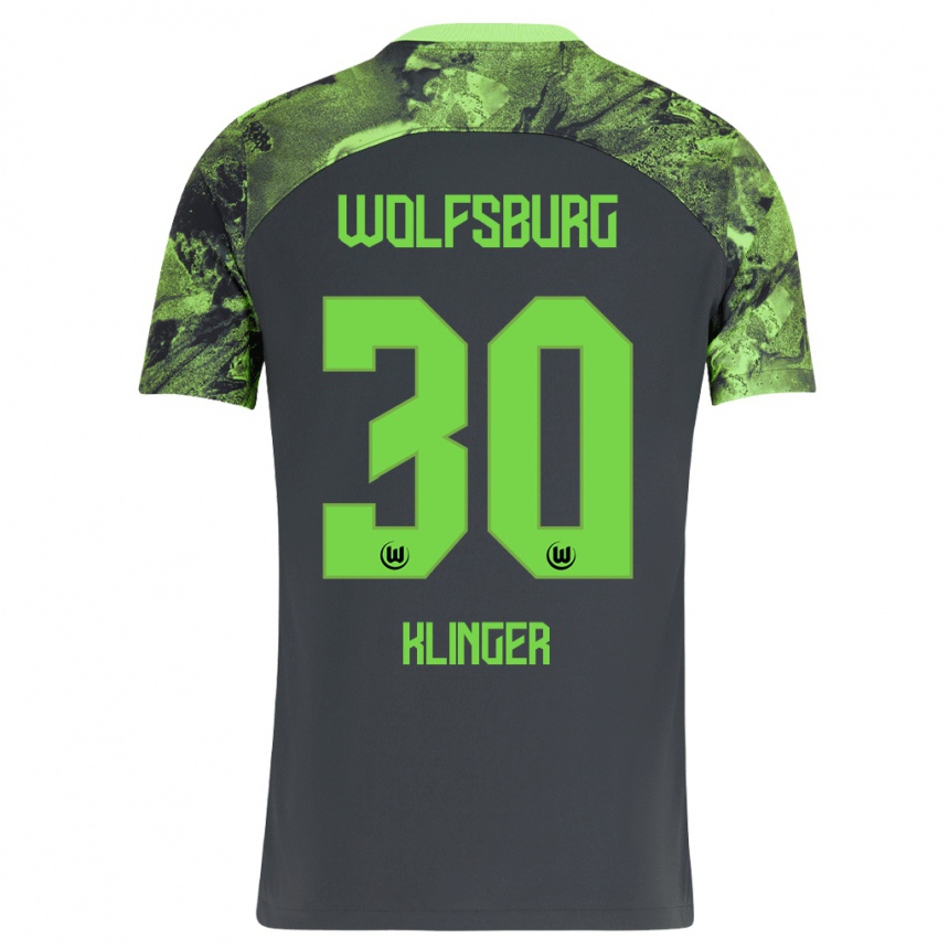 Herren Fußball Niklas Klinger #30 Dunkelgrau Auswärtstrikot Trikot 2023/24 T-Shirt Luxemburg