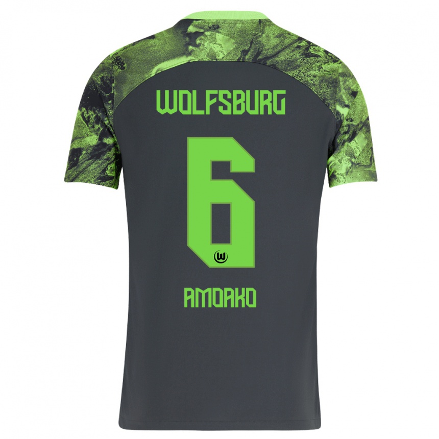 Herren Fußball Kofi Jeremy Amoako #6 Dunkelgrau Auswärtstrikot Trikot 2023/24 T-Shirt Luxemburg