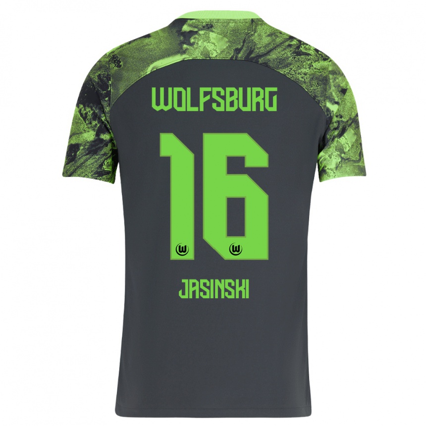 Herren Fußball Mateusz Jasinski #16 Dunkelgrau Auswärtstrikot Trikot 2023/24 T-Shirt Luxemburg