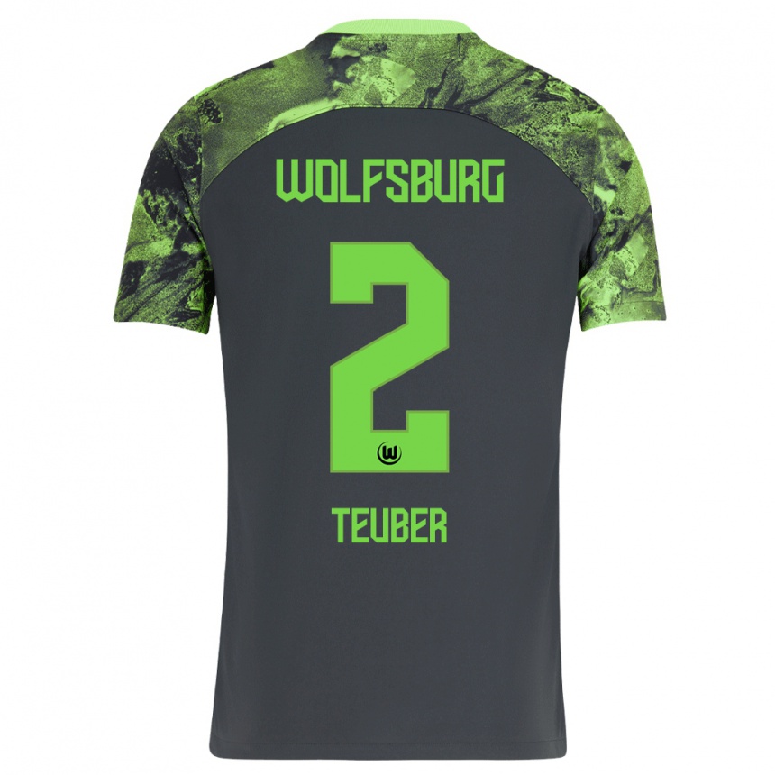 Herren Fußball Julius Teuber #2 Dunkelgrau Auswärtstrikot Trikot 2023/24 T-Shirt Luxemburg