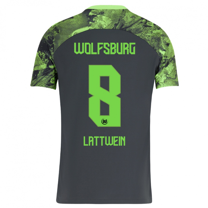 Herren Fußball Lena Lattwein #8 Dunkelgrau Auswärtstrikot Trikot 2023/24 T-Shirt Luxemburg