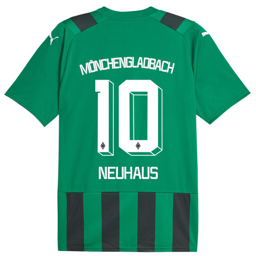 Herren Fußball Florian Neuhaus #10 Schwarz Grün Auswärtstrikot Trikot 2023/24 T-Shirt Luxemburg