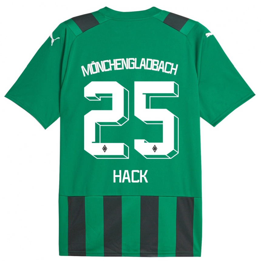 Herren Fußball Robin Hack #25 Schwarz Grün Auswärtstrikot Trikot 2023/24 T-Shirt Luxemburg