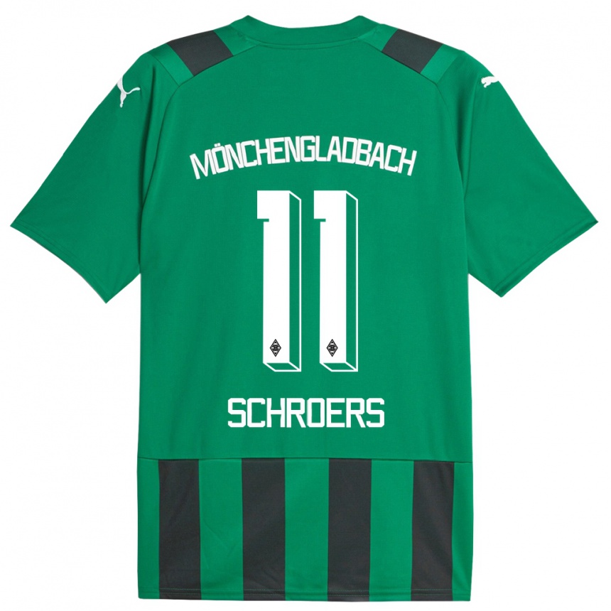 Herren Fußball Mika Schroers #11 Schwarz Grün Auswärtstrikot Trikot 2023/24 T-Shirt Luxemburg