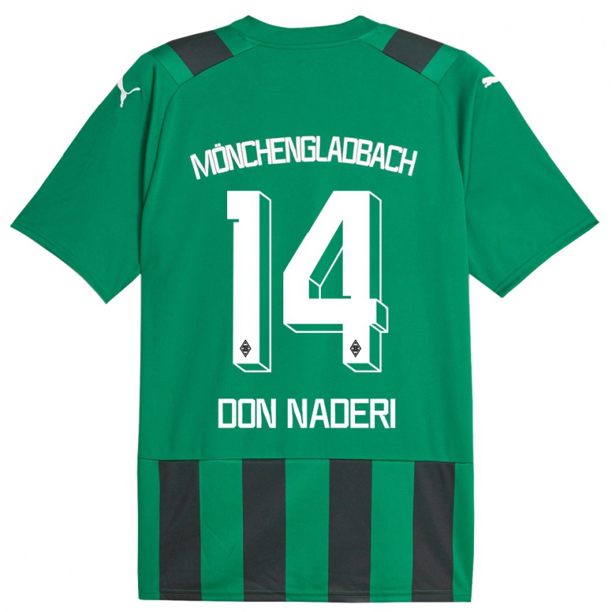 Herren Fußball Ryan Don Naderi #14 Schwarz Grün Auswärtstrikot Trikot 2023/24 T-Shirt Luxemburg