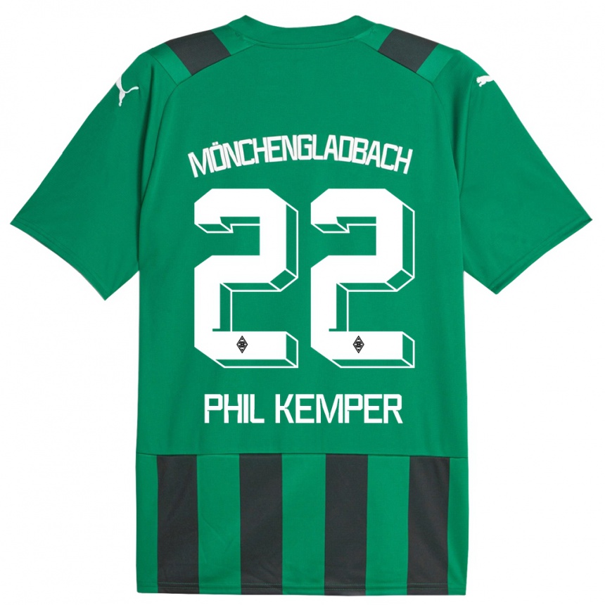 Herren Fußball Phil Kemper #22 Schwarz Grün Auswärtstrikot Trikot 2023/24 T-Shirt Luxemburg