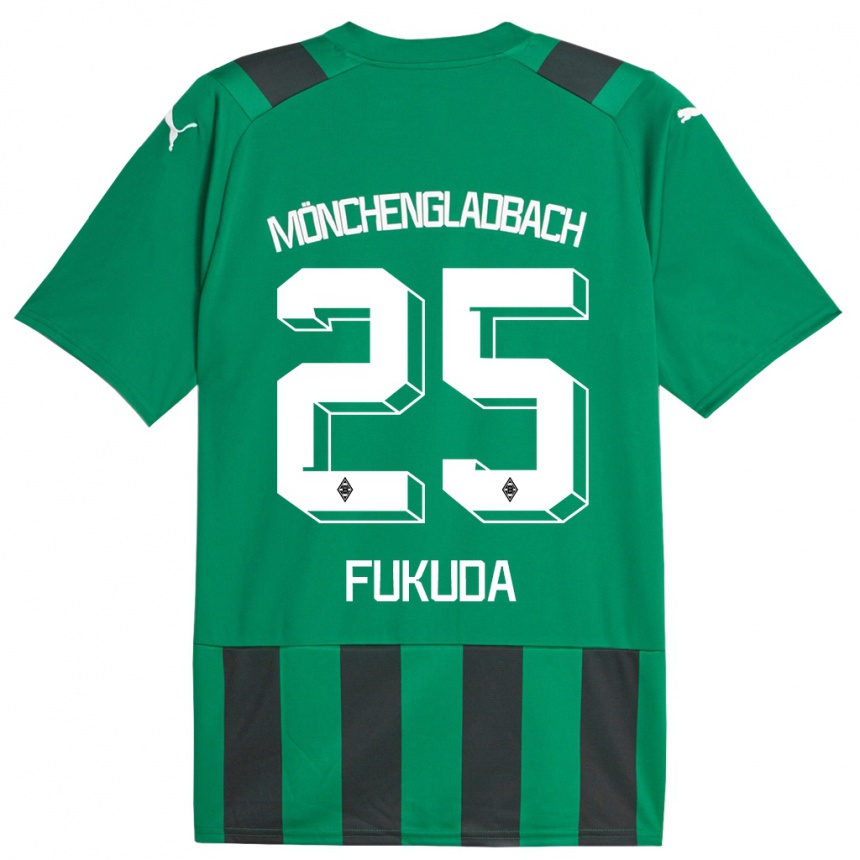 Herren Fußball Shio Fukuda #25 Schwarz Grün Auswärtstrikot Trikot 2023/24 T-Shirt Luxemburg