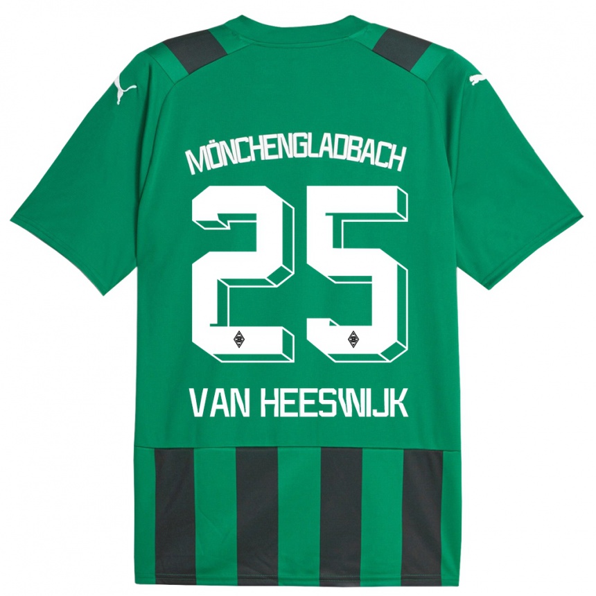 Herren Fußball Amber Van Heeswijk #25 Schwarz Grün Auswärtstrikot Trikot 2023/24 T-Shirt Luxemburg