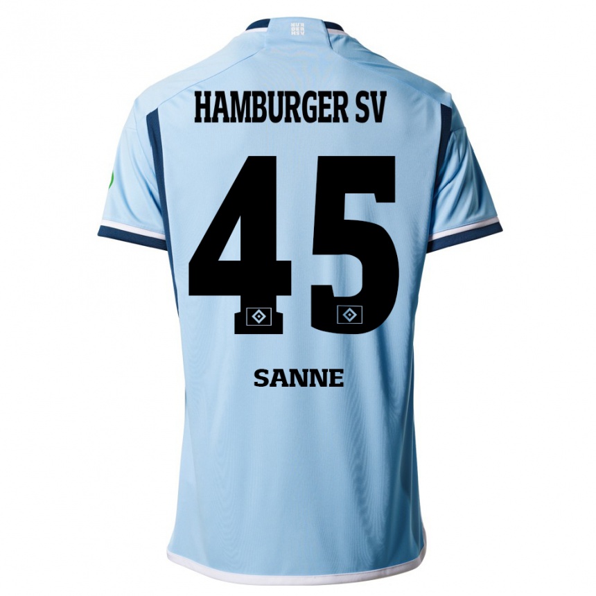 Herren Fußball Tom Sanne #45 Blau Auswärtstrikot Trikot 2023/24 T-Shirt Luxemburg