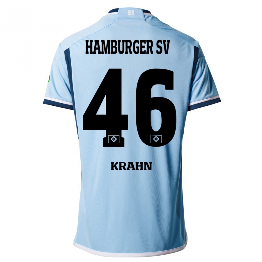 Herren Fußball Elijah Krahn #46 Blau Auswärtstrikot Trikot 2023/24 T-Shirt Luxemburg