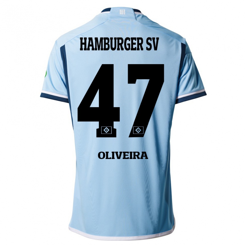 Herren Fußball Nicolas Oliveira #47 Blau Auswärtstrikot Trikot 2023/24 T-Shirt Luxemburg