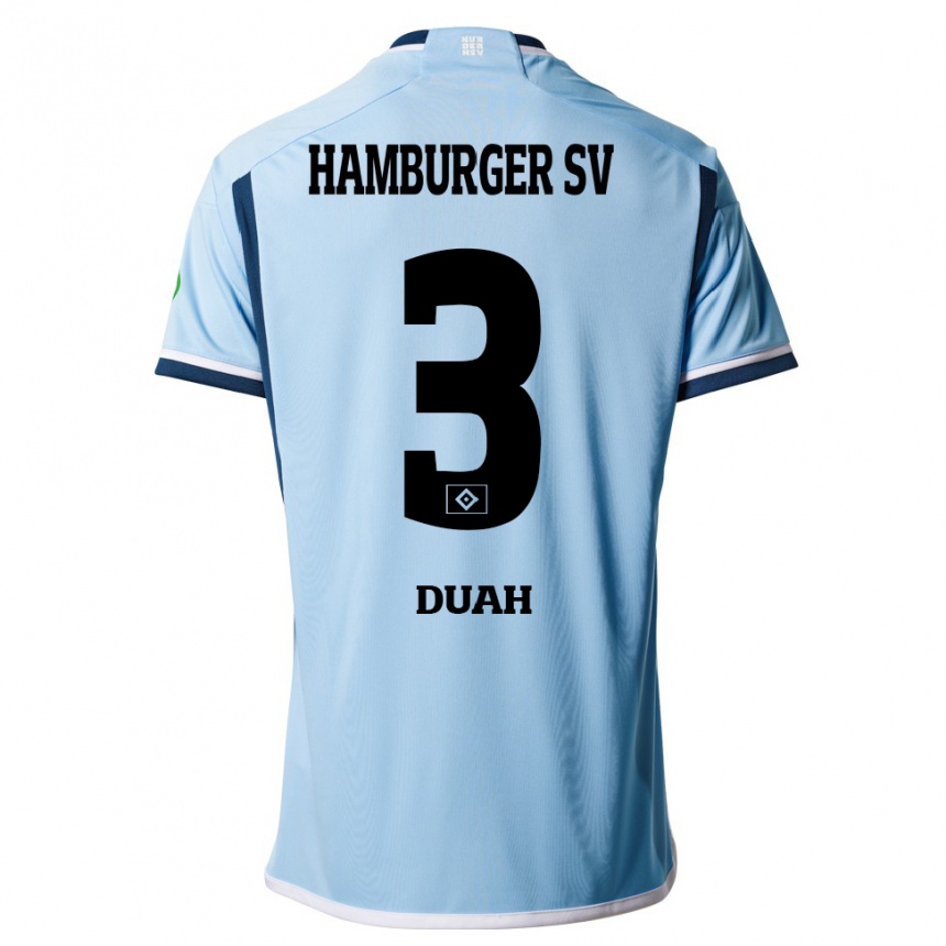Herren Fußball Dennis Duah #3 Blau Auswärtstrikot Trikot 2023/24 T-Shirt Luxemburg