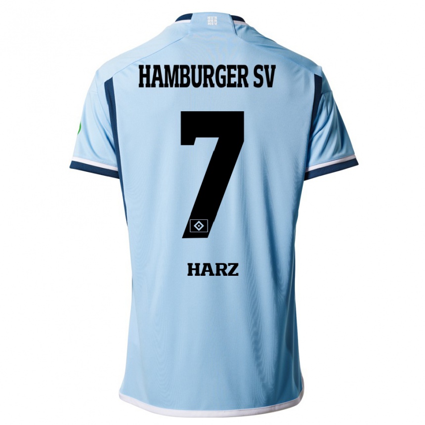 Herren Fußball Theo Harz #7 Blau Auswärtstrikot Trikot 2023/24 T-Shirt Luxemburg