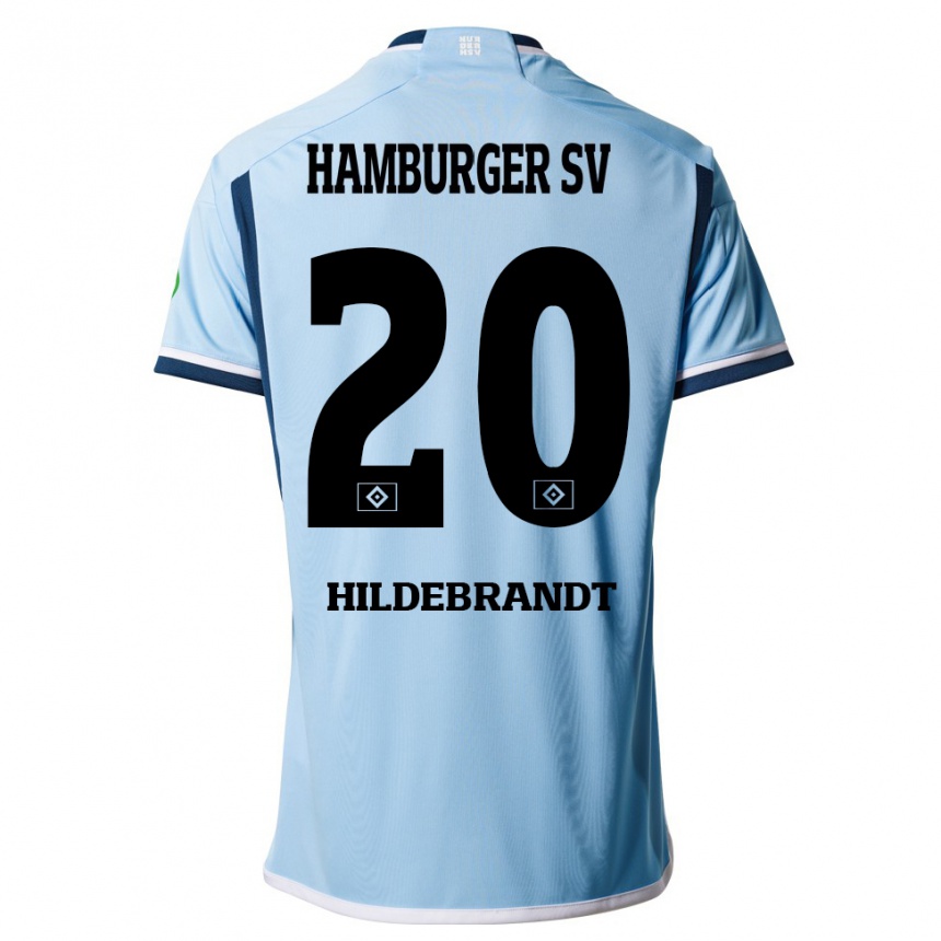 Herren Fußball Tjark Hildebrandt #20 Blau Auswärtstrikot Trikot 2023/24 T-Shirt Luxemburg