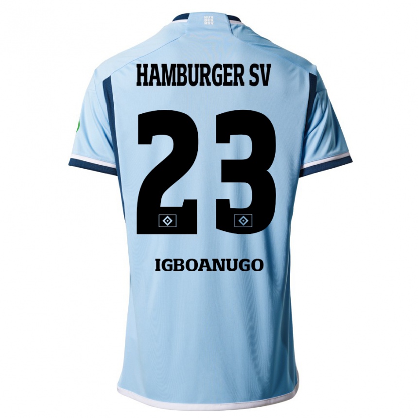 Herren Fußball David Igboanugo #23 Blau Auswärtstrikot Trikot 2023/24 T-Shirt Luxemburg