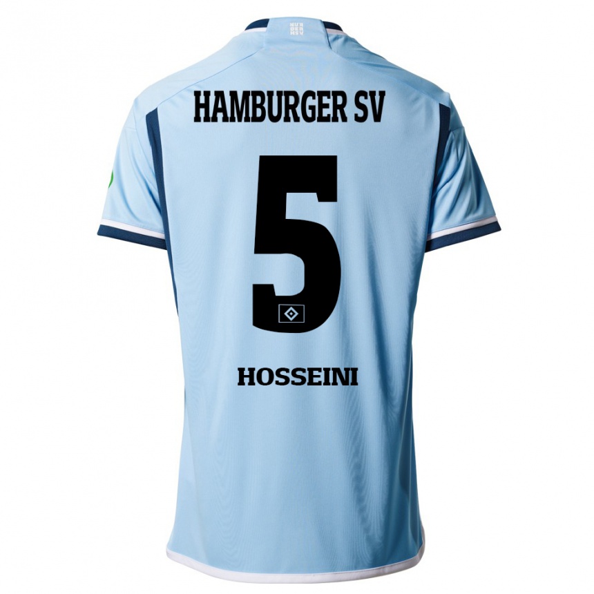 Herren Fußball Reza Hosseini #5 Blau Auswärtstrikot Trikot 2023/24 T-Shirt Luxemburg