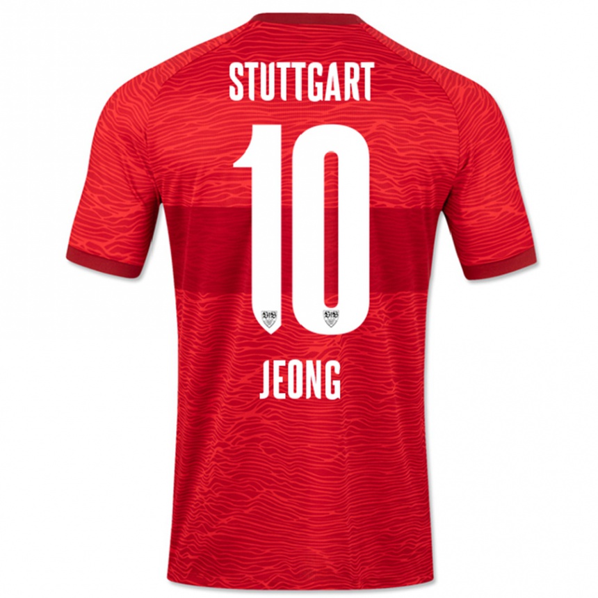 Herren Fußball Woo-Yeong Jeong #10 Rot Auswärtstrikot Trikot 2023/24 T-Shirt Luxemburg