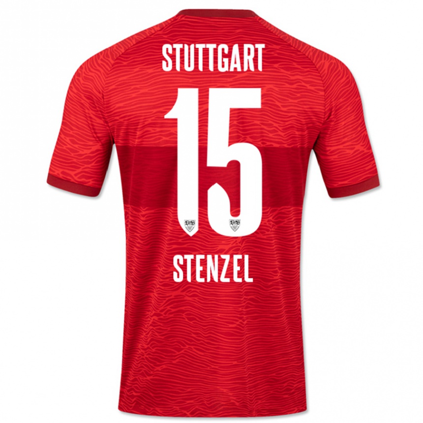 Herren Fußball Pascal Stenzel #15 Rot Auswärtstrikot Trikot 2023/24 T-Shirt Luxemburg