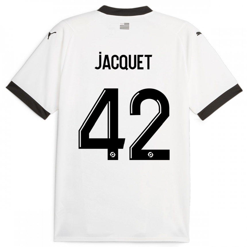 Herren Fußball Jérémy Jacquet #42 Weiß Auswärtstrikot Trikot 2023/24 T-Shirt Luxemburg