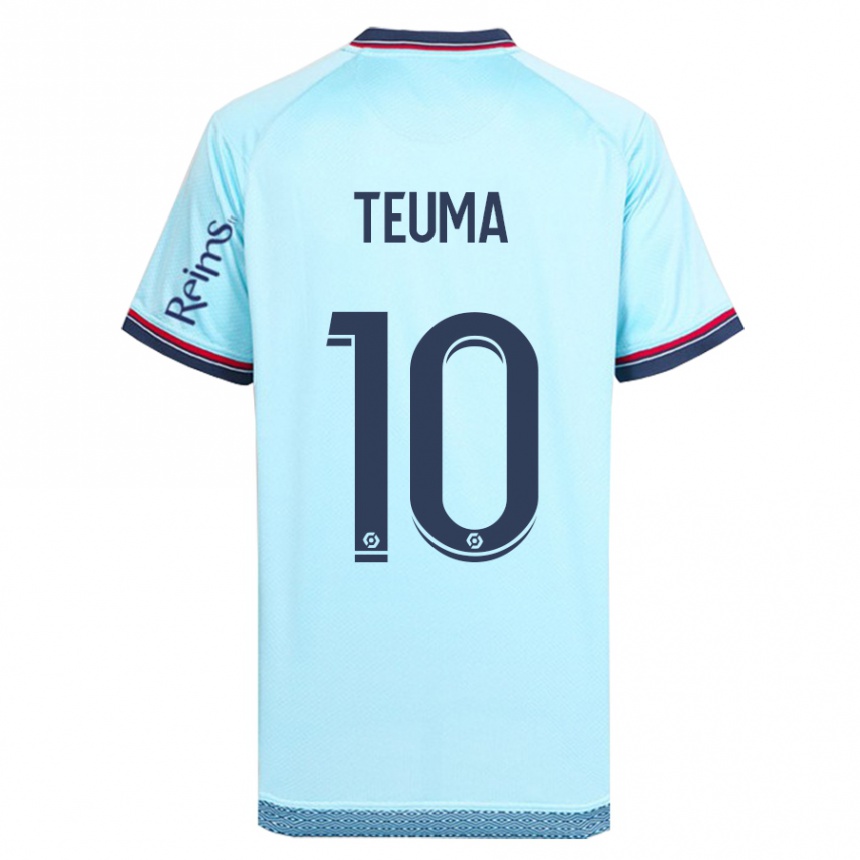 Herren Fußball Teddy Teuma #10 Himmelblau Auswärtstrikot Trikot 2023/24 T-Shirt Luxemburg