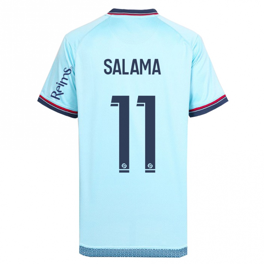 Herren Fußball Amine Salama #11 Himmelblau Auswärtstrikot Trikot 2023/24 T-Shirt Luxemburg