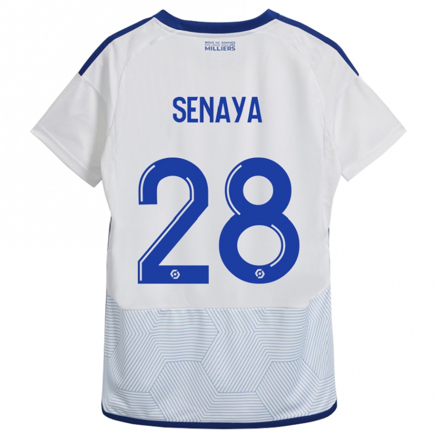 Herren Fußball Marvin Senaya #28 Weiß Auswärtstrikot Trikot 2023/24 T-Shirt Luxemburg