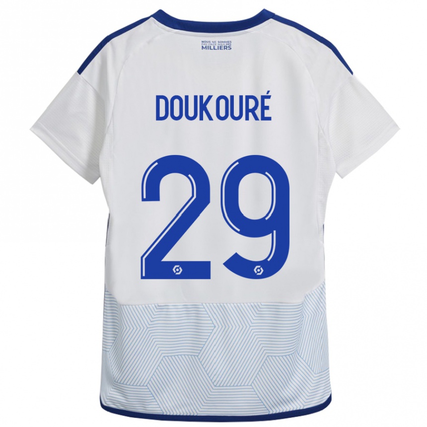 Herren Fußball Ismaël Doukouré #29 Weiß Auswärtstrikot Trikot 2023/24 T-Shirt Luxemburg