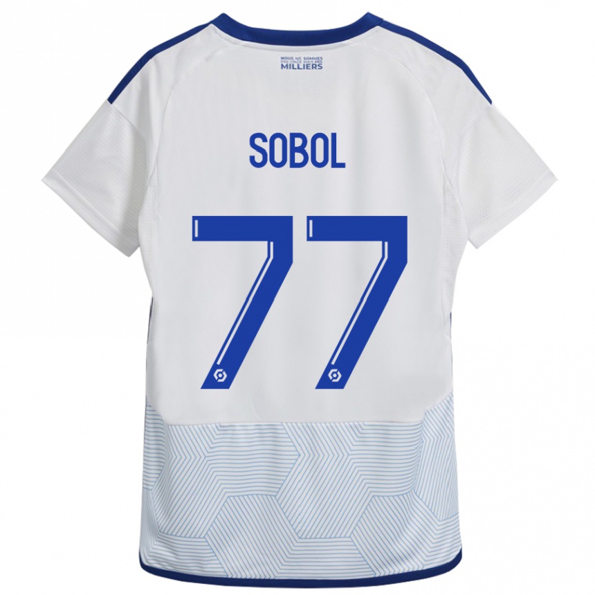 Herren Fußball Eduard Sobol #77 Weiß Auswärtstrikot Trikot 2023/24 T-Shirt Luxemburg