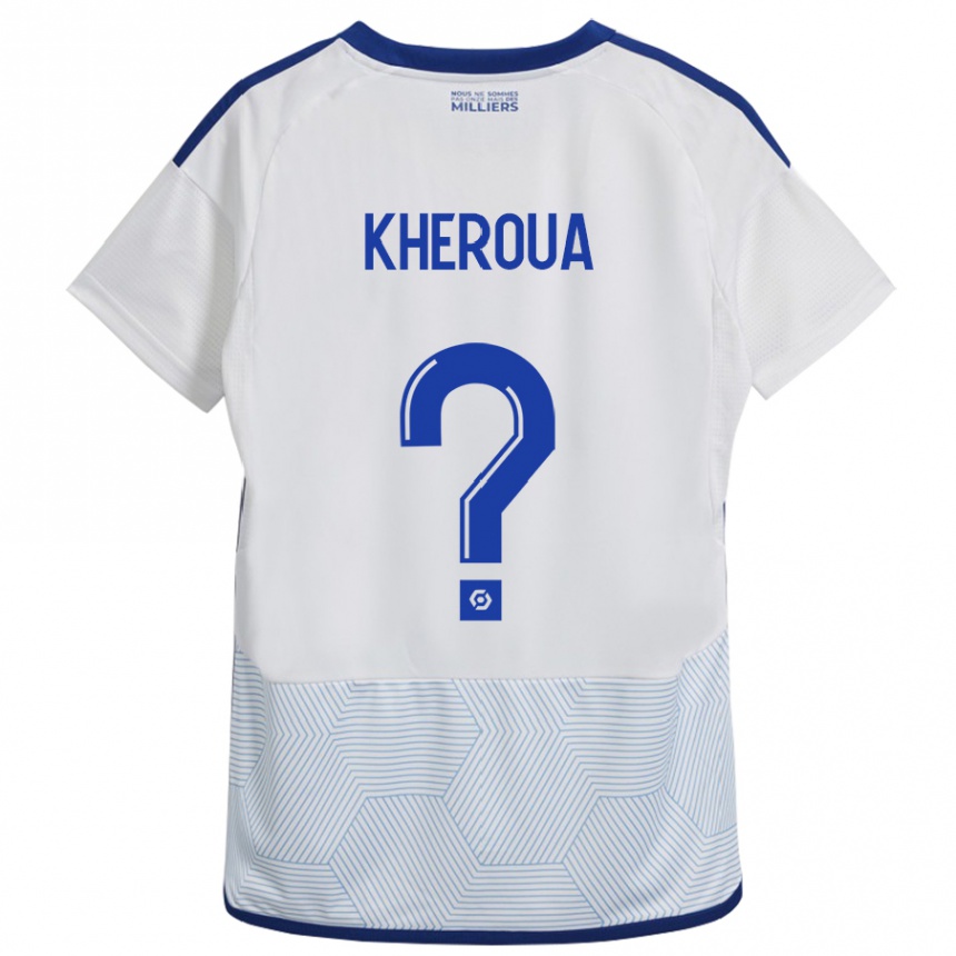 Herren Fußball Nail Kheroua #0 Weiß Auswärtstrikot Trikot 2023/24 T-Shirt Luxemburg