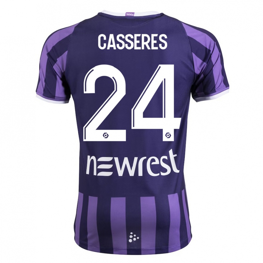 Herren Fußball Cristian Cásseres Jr. #24 Lila Auswärtstrikot Trikot 2023/24 T-Shirt Luxemburg