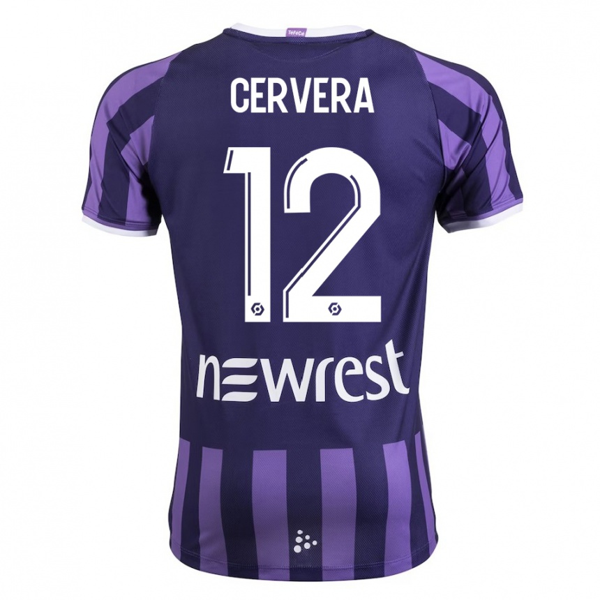 Herren Fußball Laurianne Cervera #12 Lila Auswärtstrikot Trikot 2023/24 T-Shirt Luxemburg