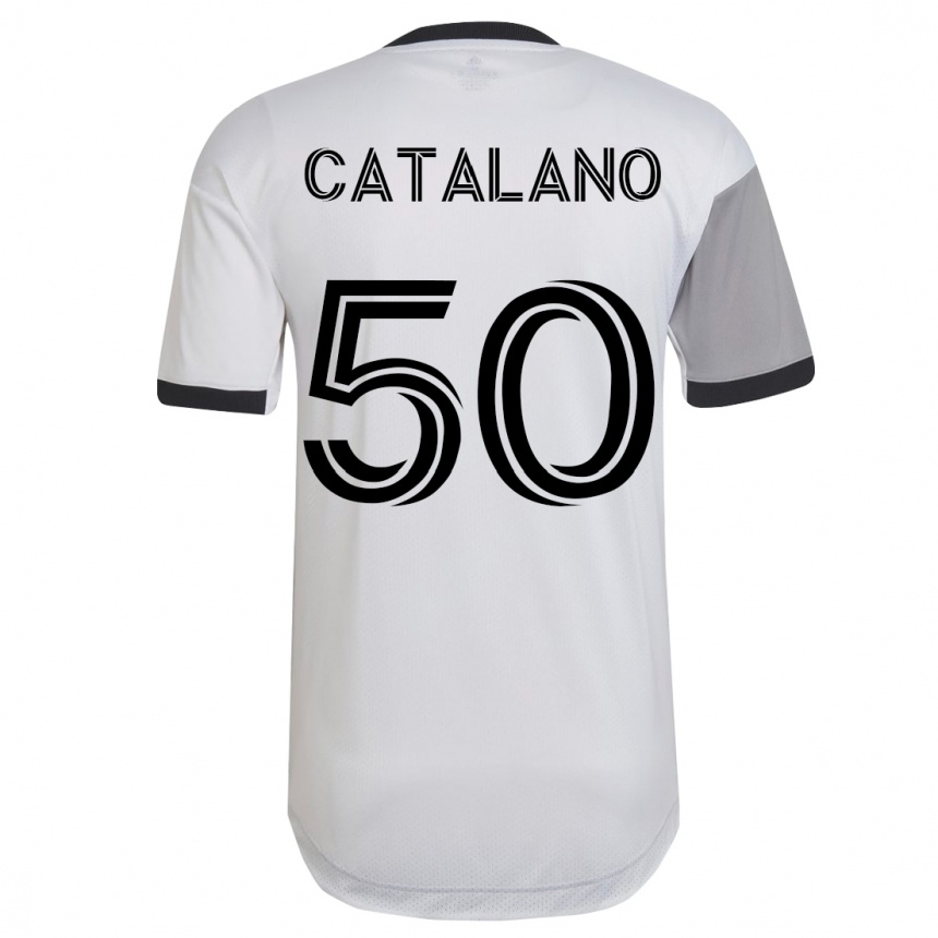 Herren Fußball Gianluca Catalano #50 Weiß Auswärtstrikot Trikot 2023/24 T-Shirt Luxemburg