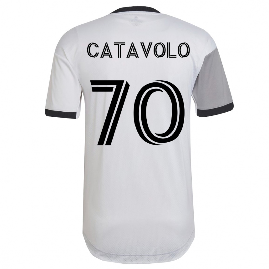 Herren Fußball Matthew Catavolo #70 Weiß Auswärtstrikot Trikot 2023/24 T-Shirt Luxemburg