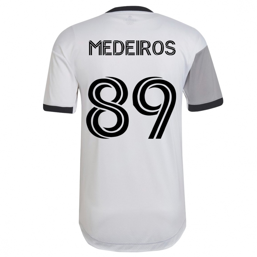 Herren Fußball Matthew Medeiros #89 Weiß Auswärtstrikot Trikot 2023/24 T-Shirt Luxemburg