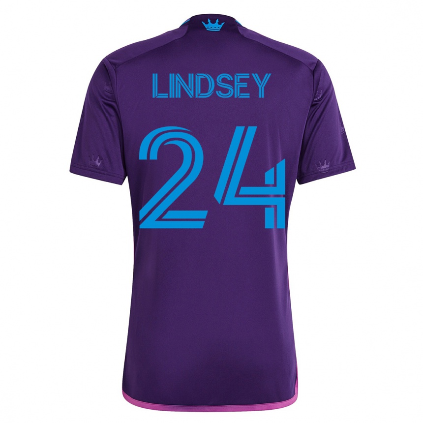 Herren Fußball Jaylin Lindsey #24 Violett Auswärtstrikot Trikot 2023/24 T-Shirt Luxemburg