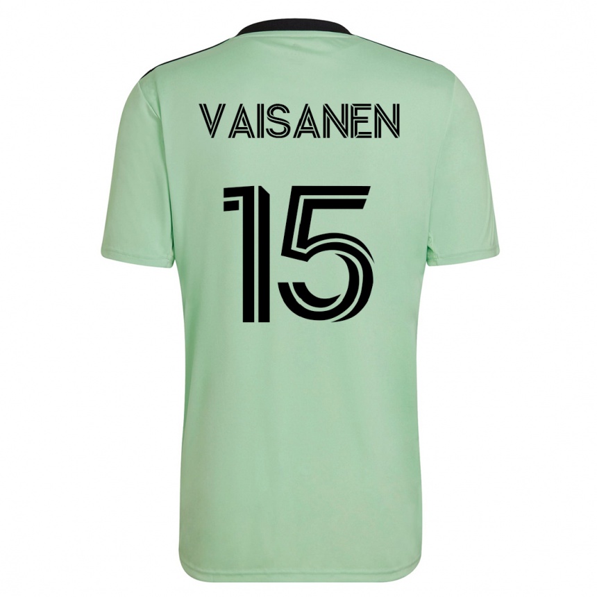 Herren Fußball Leo Väisänen #15 Hellgrün Auswärtstrikot Trikot 2023/24 T-Shirt Luxemburg