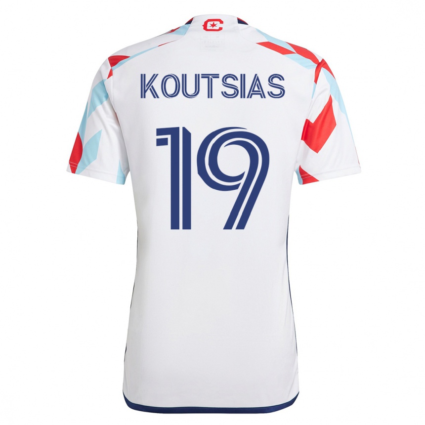 Herren Fußball Georgios Koutsias #19 Weiß Blau Auswärtstrikot Trikot 2023/24 T-Shirt Luxemburg