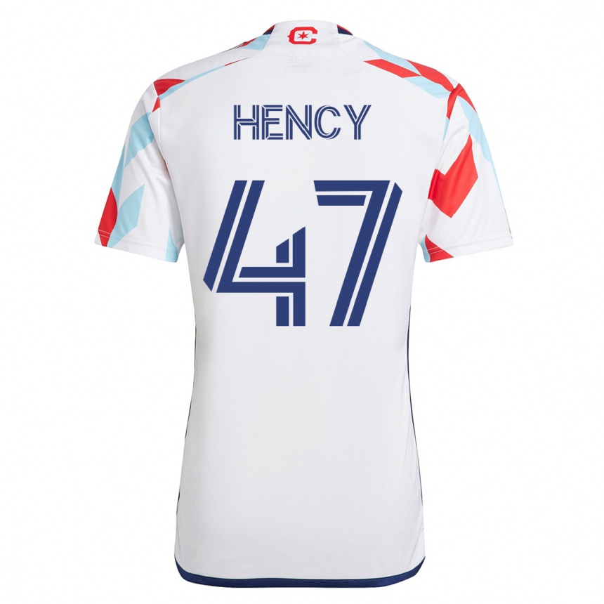 Herren Fußball Billy Hency #47 Weiß Blau Auswärtstrikot Trikot 2023/24 T-Shirt Luxemburg