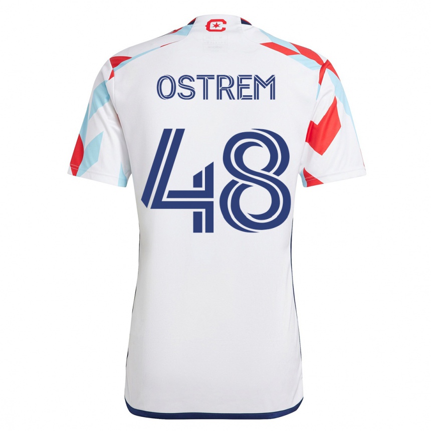 Herren Fußball Charlie Ostrem #48 Weiß Blau Auswärtstrikot Trikot 2023/24 T-Shirt Luxemburg