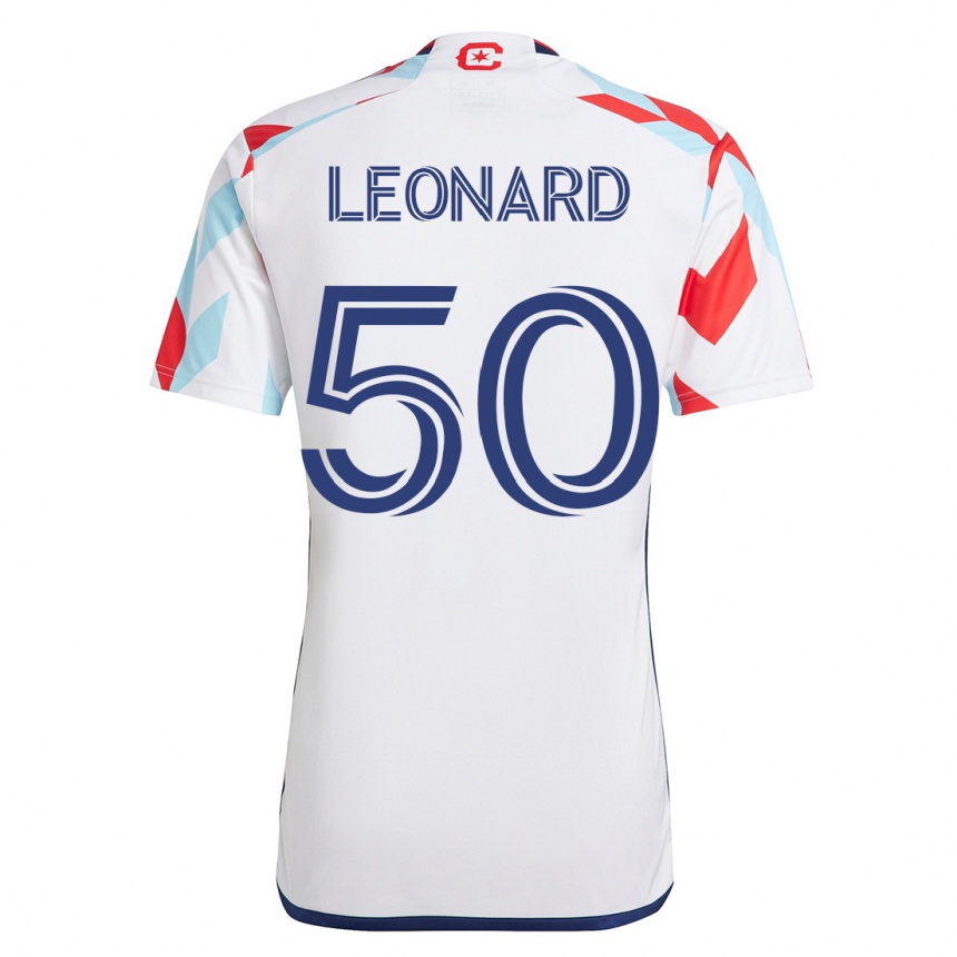 Herren Fußball Eric Leonard #50 Weiß Blau Auswärtstrikot Trikot 2023/24 T-Shirt Luxemburg