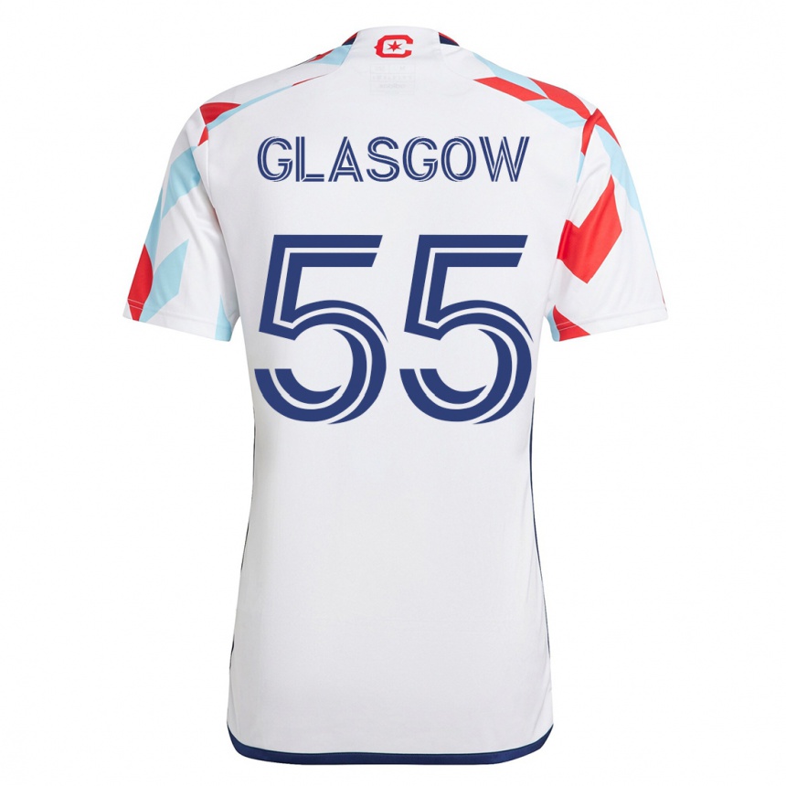 Herren Fußball Omari Glasgow #55 Weiß Blau Auswärtstrikot Trikot 2023/24 T-Shirt Luxemburg