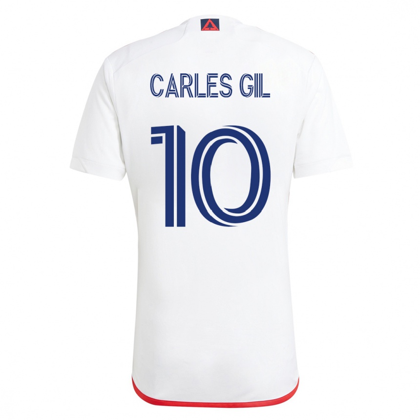 Herren Fußball Carles Gil #10 Weiß Rot Auswärtstrikot Trikot 2023/24 T-Shirt Luxemburg