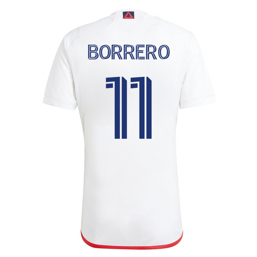 Herren Fußball Dylan Borrero #11 Weiß Rot Auswärtstrikot Trikot 2023/24 T-Shirt Luxemburg