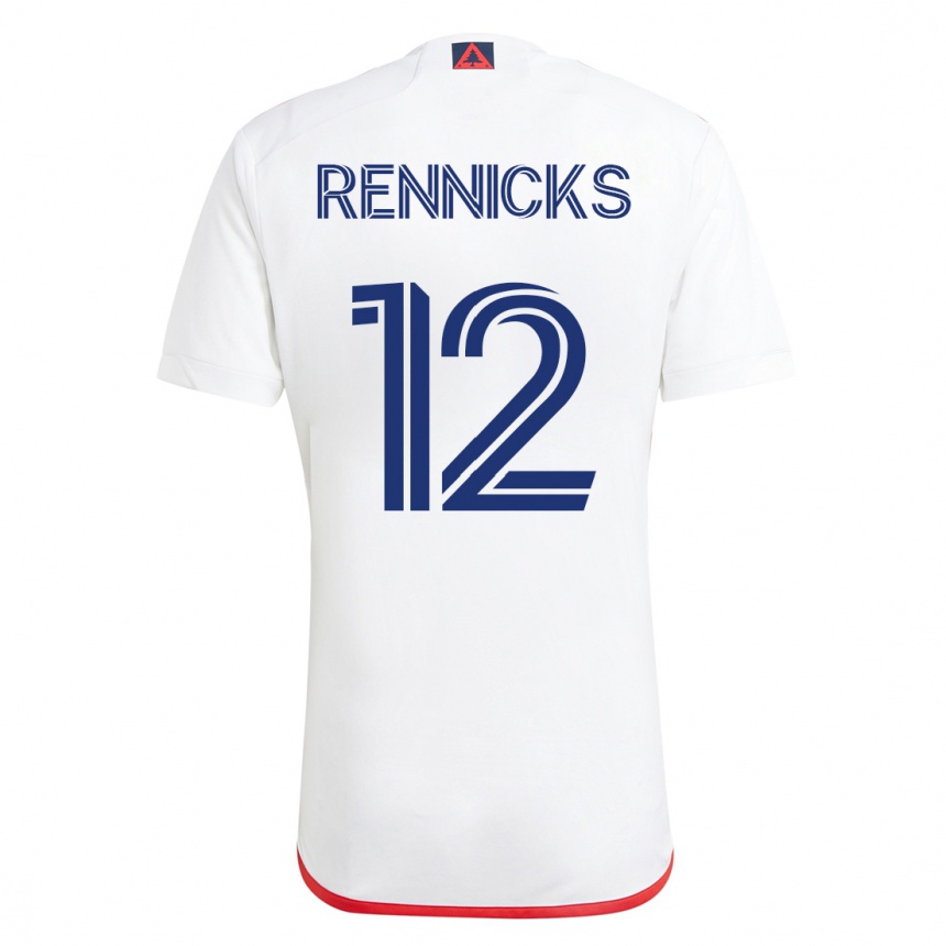 Herren Fußball Justin Rennicks #12 Weiß Rot Auswärtstrikot Trikot 2023/24 T-Shirt Luxemburg